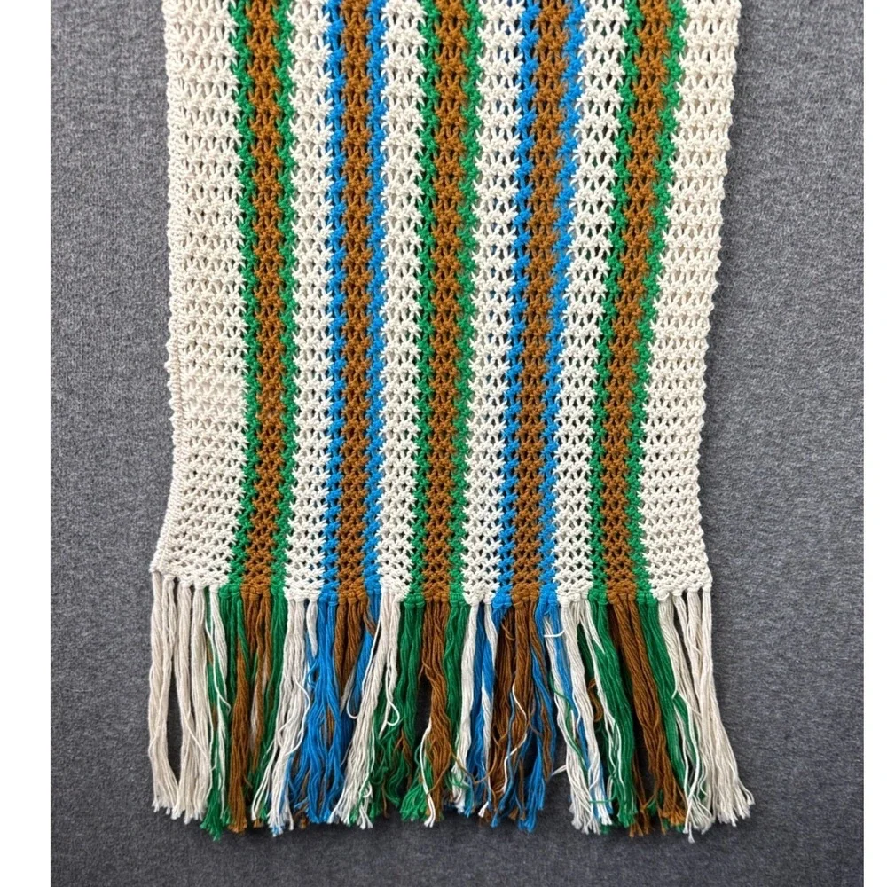 NWT MOTHER The Benefits Dress Size XS Striped‎ Crochet Fringe Midi Cotton Anthro